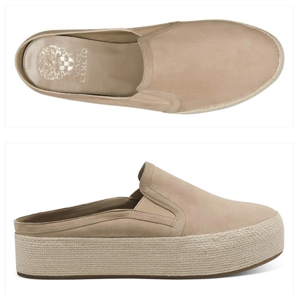 NEW Vince Camuto Merinney Platform Mule, Size 8, Tan/Beige
